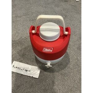 1980's Vintage RED Coleman 1 Gallon Water Cooler Jug Pour Spout Made in USA